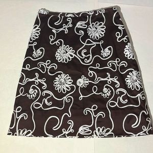 Neiman Marcus Exclusive brown and white embroidered skirt sz 4 vintage
